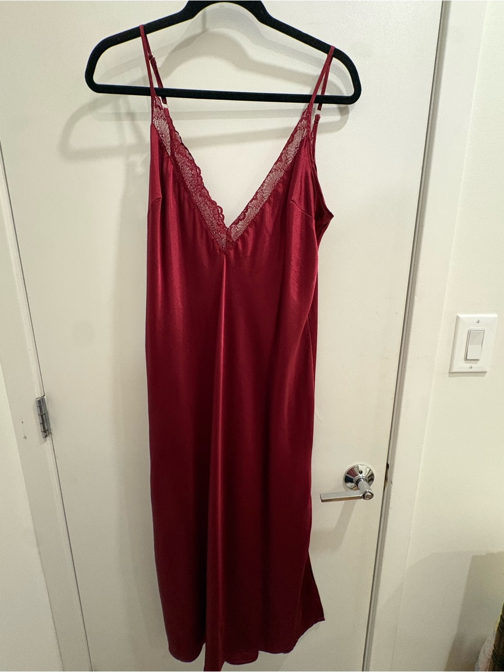 Burgundy Slinky Lacy Slip (Dress)